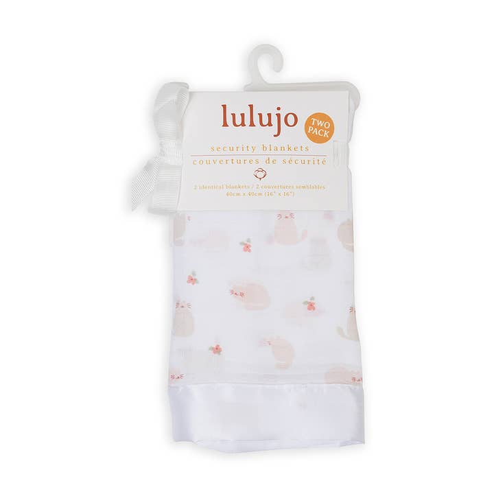 Lulujo Baby - Vente Couverture douillette – bébé - Lot de 2 couvertures de sécurité en coton 40 cm x 40 cm – Chaton0