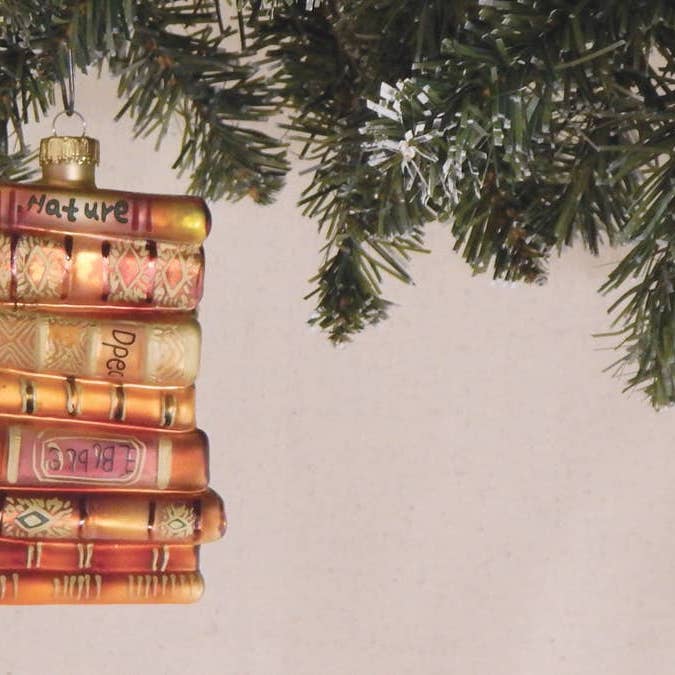 The Gerson Companies - Wholesale Ornament - Gerson Christmas by Krebs Glass 4" stack of books ornament.2