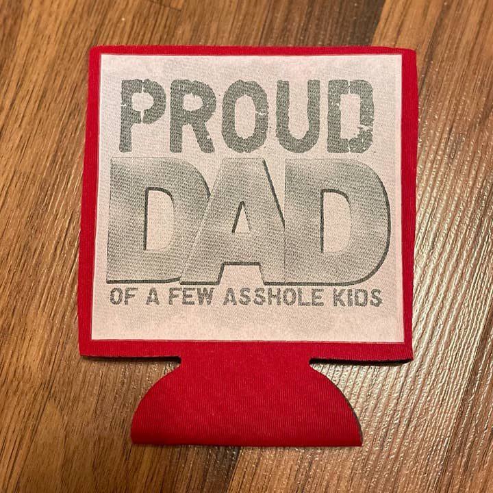 Trotse vader van een paar kontgat kinderen zeefdruk Koozie voor wholesale door Paisley Pineapple Creations