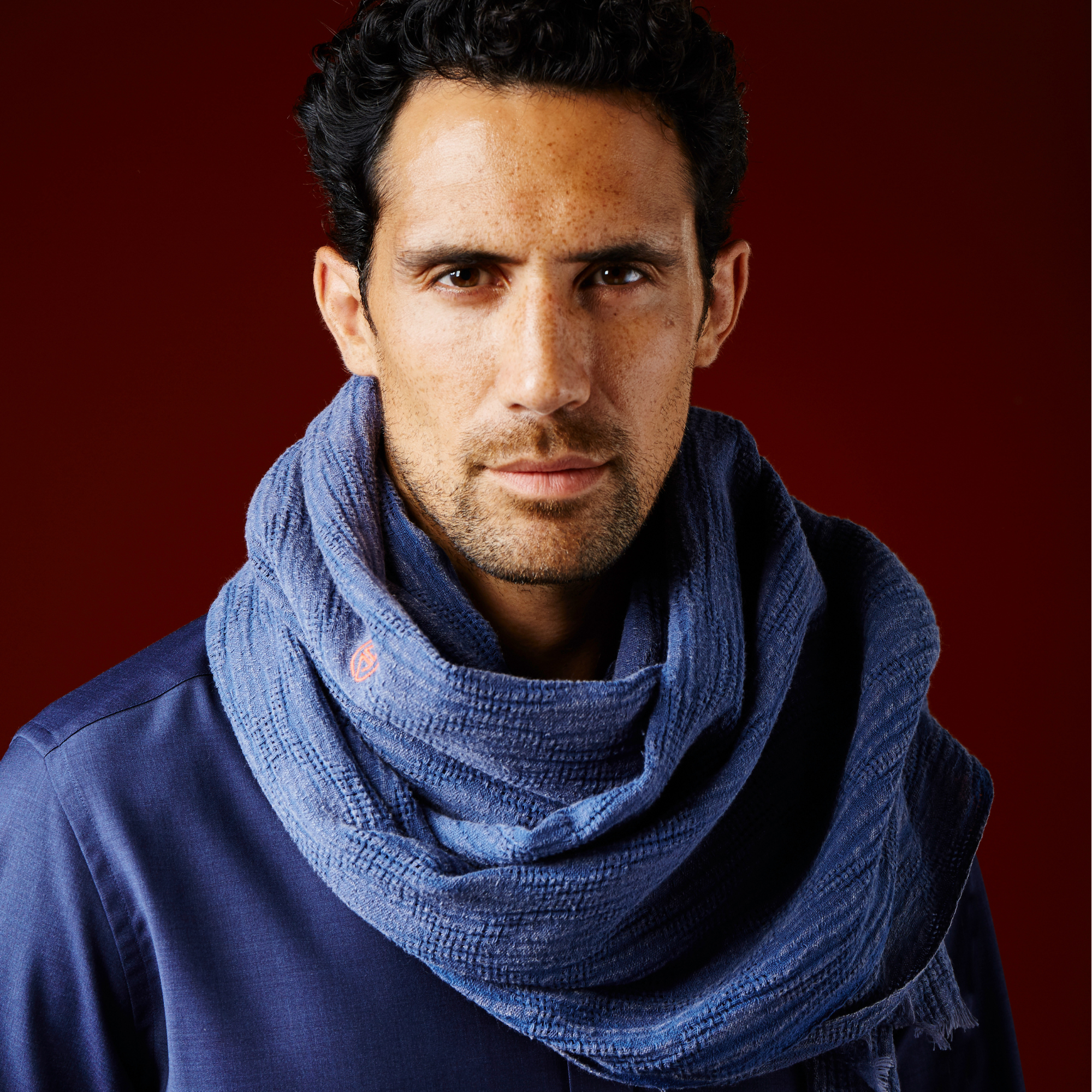 AV08 PARIS - Wholesale Scarf - Men's - TORTUGA BAY MEN'S SCARF — FADED BLUE COTTON DENIM SPIRIT3