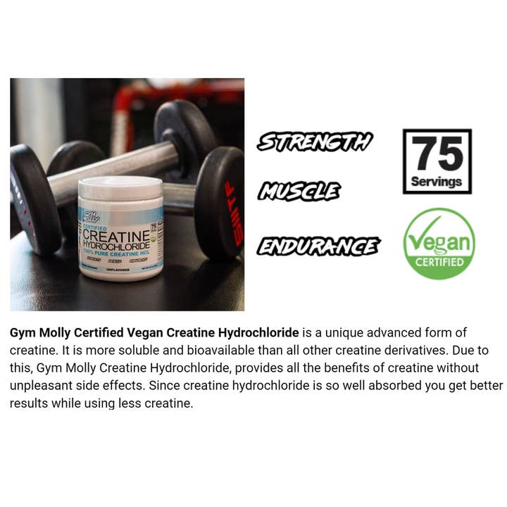 Gym Molly - Wholesale Oral Supplement/Vitamin - Certified Vegan Creatine Hydrochloride