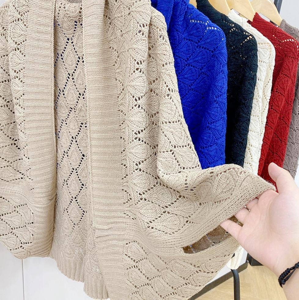 JC Sunny Fashion – wholesale Wrap - Dam – JC063314 Vintage Elegant Hollow Fladdermusärm Tröja / Kofta7