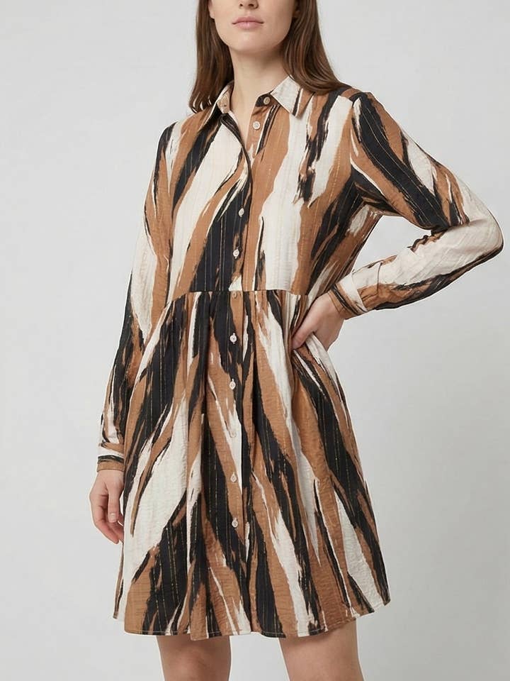 16832 choco Robes courte avec imprime pour la vente par Lilie Rose