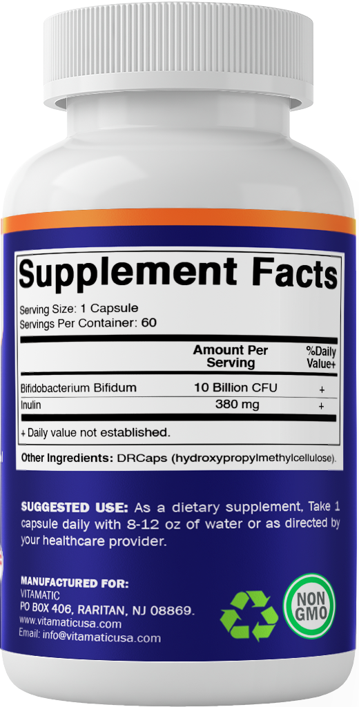 Vitamatic - Wholesale Oral Supplement/Vitamin - Vitamatic Bifidobacterium Bifidum 10 Billion| 60 DR Capsules8