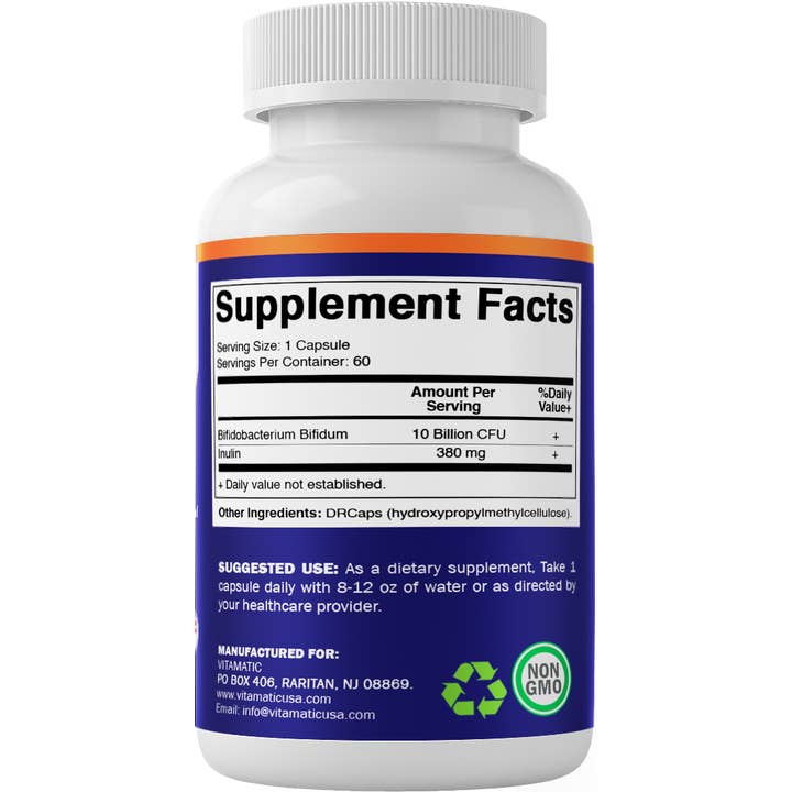 Vitamatic - Wholesale Oral Supplement/Vitamin - Vitamatic Bifidobacterium Bifidum 10 Billion| 60 DR Capsules8