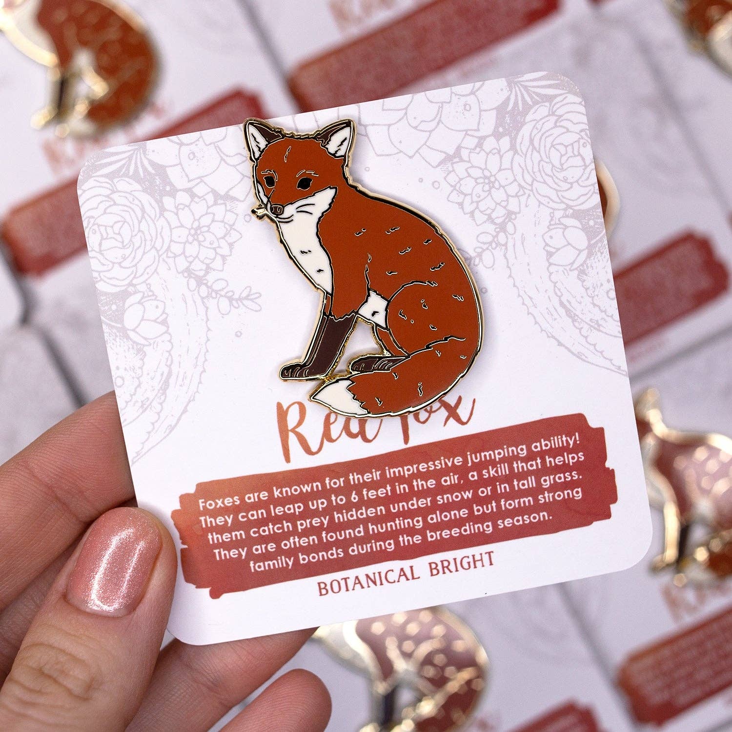Botanical Bright - Wholesale Lapel Pin/Button - Red Fox Enamel Pin1