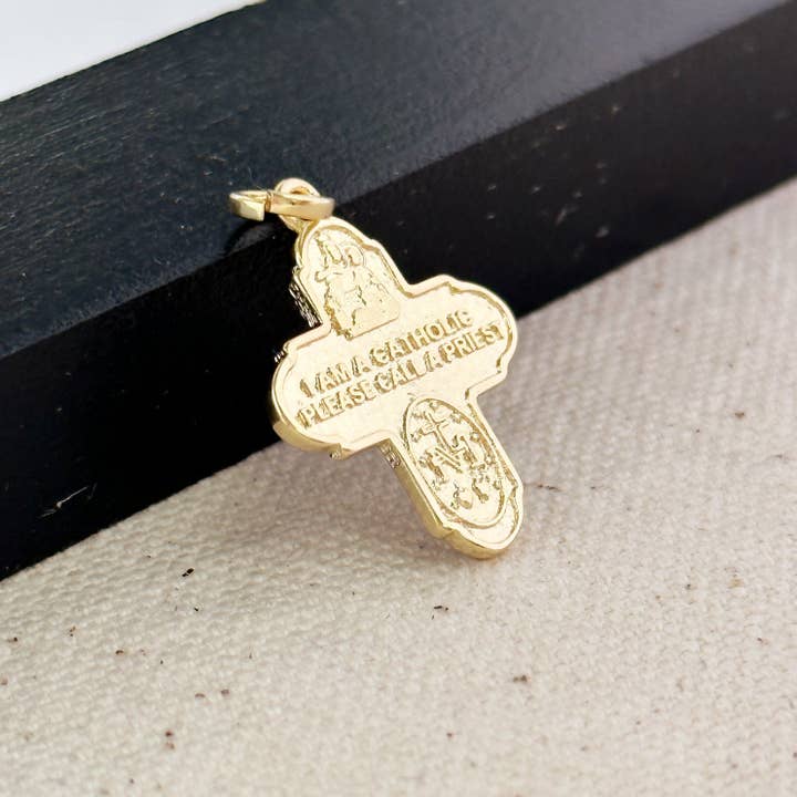 GoldFi – wholesale Individuell berlock/hänge – 18k guld fylld katolsk fyrvägs kors hänge