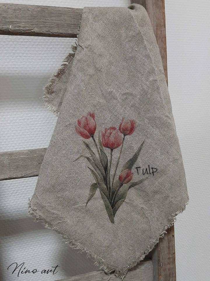 Torchon décoratif shabby rose Tulipe pour la vente par Nino-Art