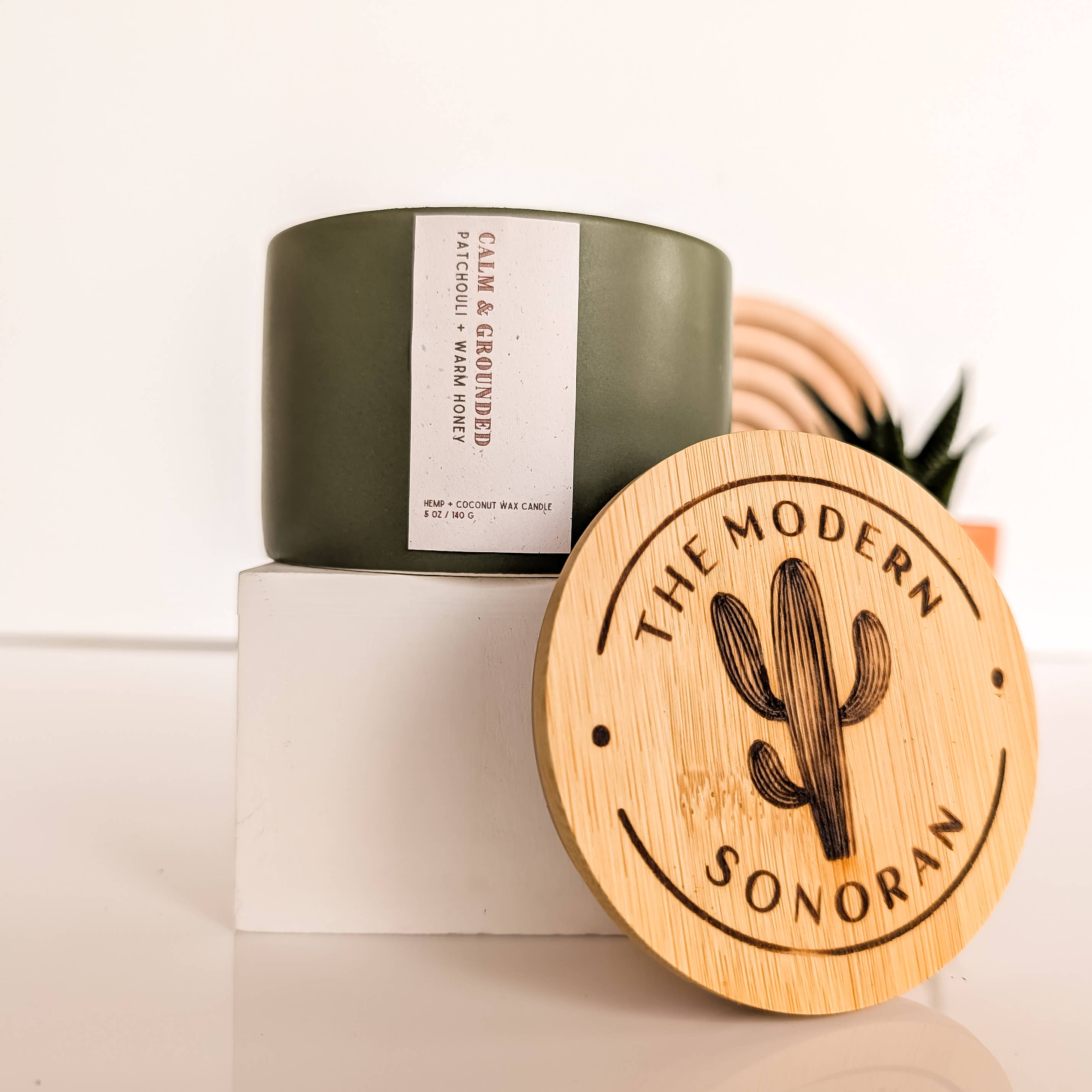 The Modern Sonoran - Wholesale Jar/Filled Candle - Calm & Grounded: Patchouli Honey Bohemian Hemp Candle, 5 oz.5