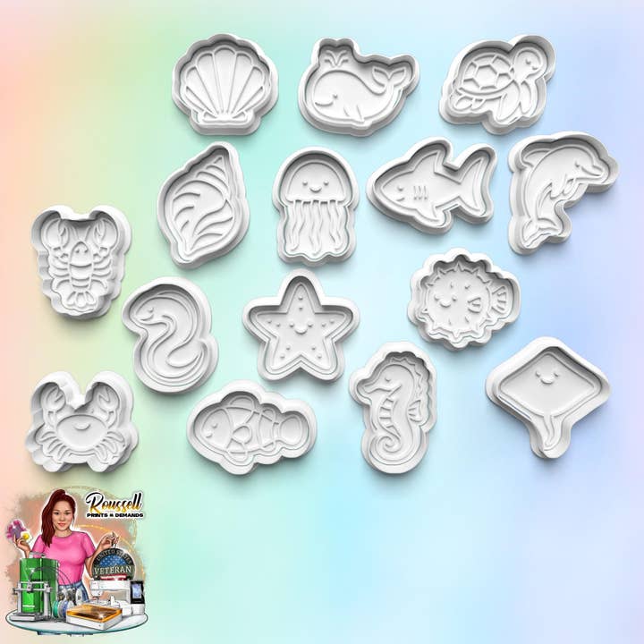 Under the sea theme : 3D Printed Fondant , Clay Cutter Cookie cutter for wholesale by Roussell Prints and Demand LLC