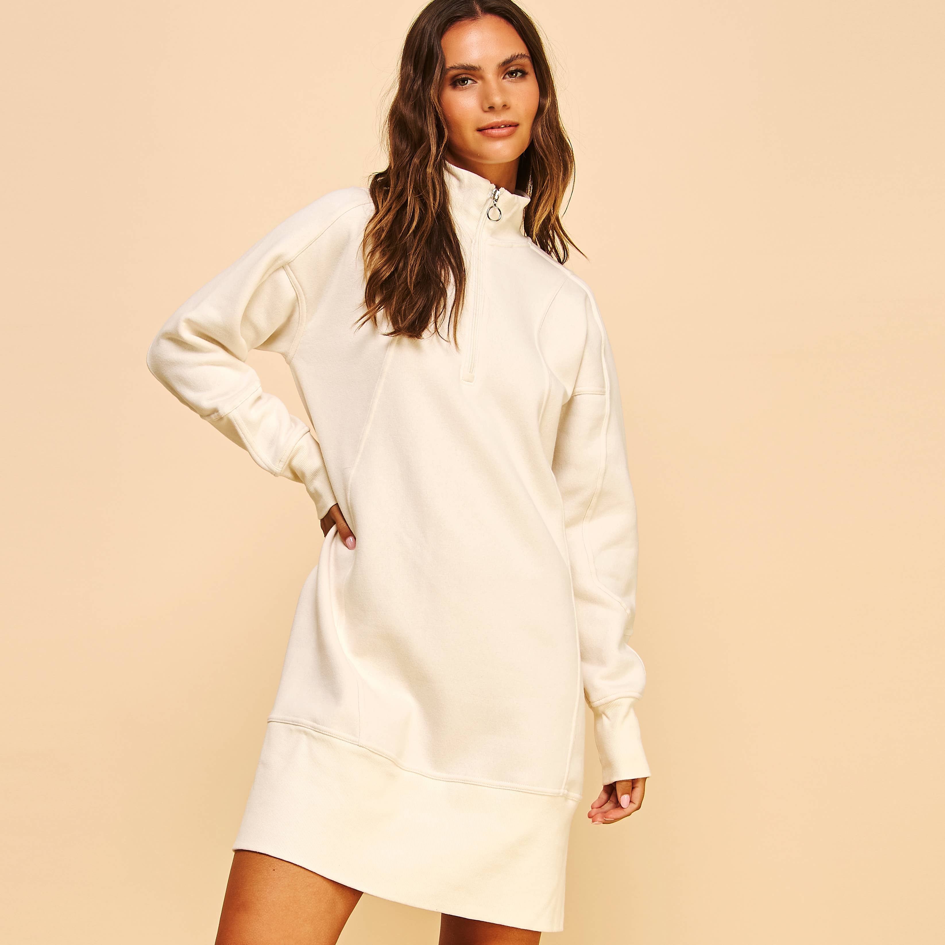 FREEZIA - Vente Robe – femme - SWEAT-SHIRT ZIPPÉ EN TISSU ÉPONGE FRANÇAIS, ROBES DÉCONTRACTÉES-FZ0010-D126
