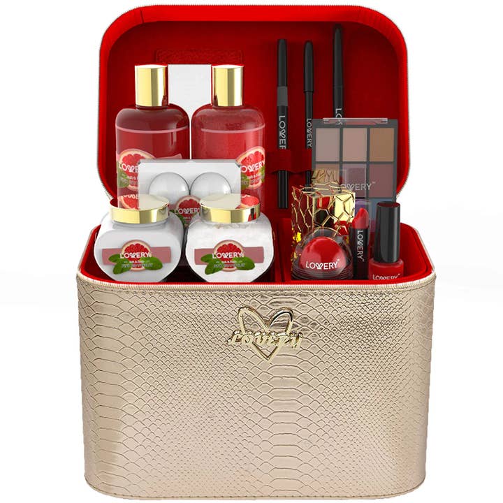 Lovery - Wholesale Bath & Body Set - Valentines Basket, 30pc Valentine's Day Gifts Set with Case
