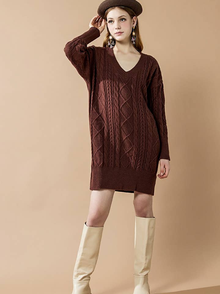 noflik - Wholesale Dress - Women's - IND1023 Cable Knit Dress-12pcs Pack $4.99/unit (71%OFF)6