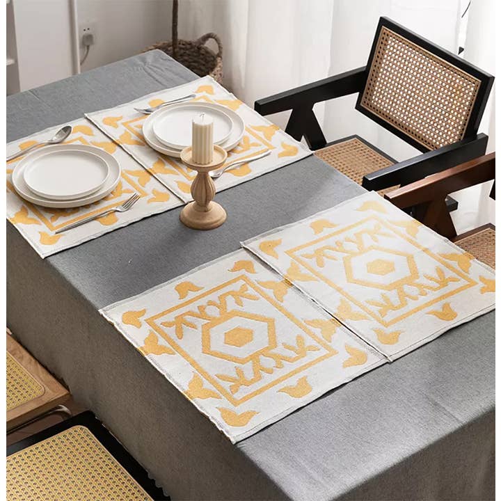 Fennco Styles – Individuais por atacado – Placemat Abstract Tecido Reversível Geo Design3