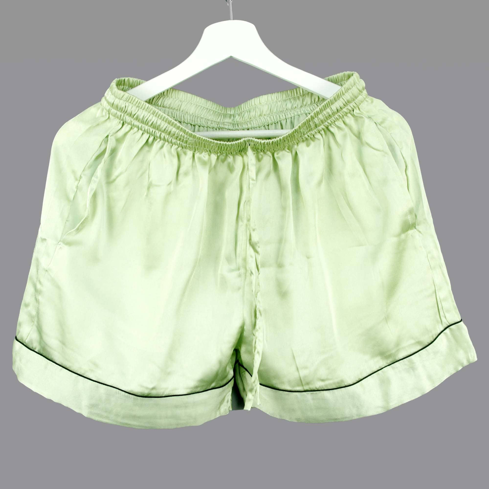 Kantha Decor – wholesale Sleepwear set – Women's – Short Satin Plain Without Pouch Pyjama Set - Light Green2