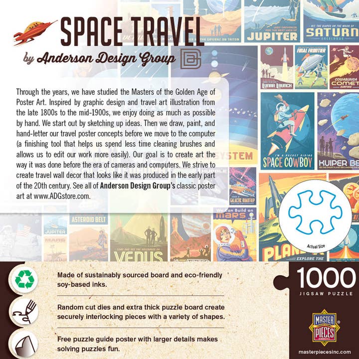 Masterpieces Puzzles - Wholesale Puzzle - Adult - Vintage Posters - Space Travel 1000 Piece Jigsaw Puzzle2