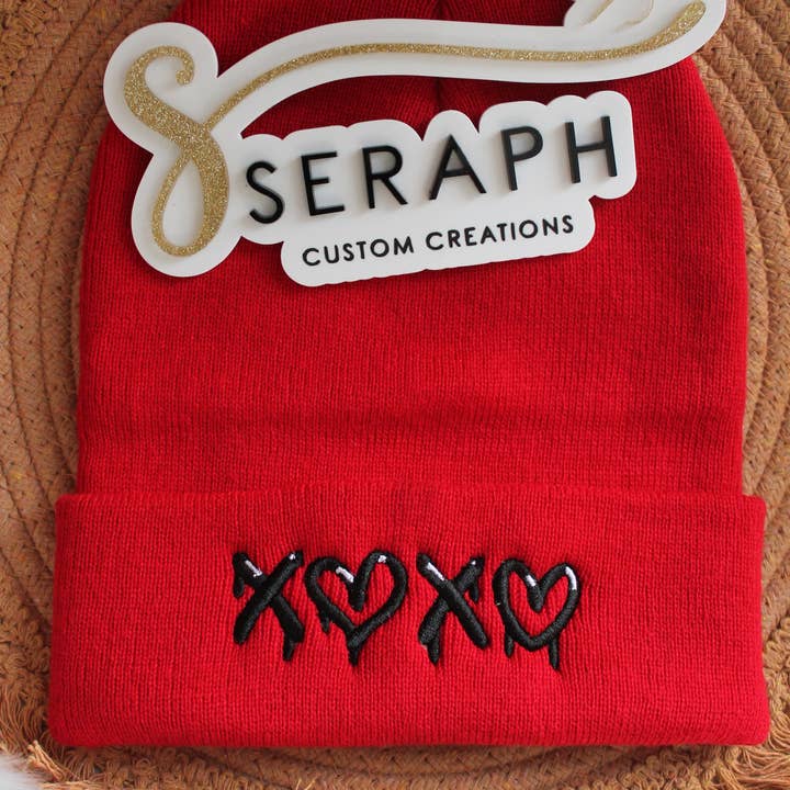 Valentines Beanies - XOXO for wholesale by Seraph Custom Creations
