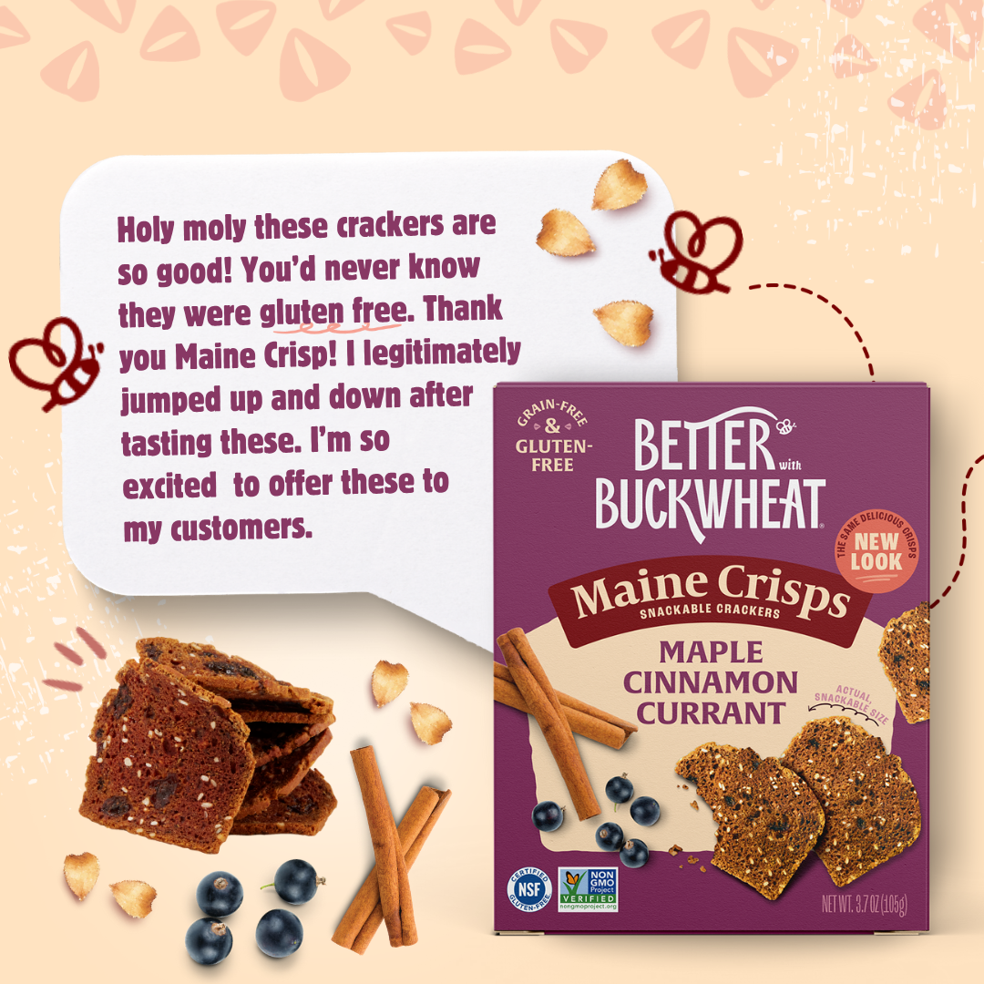 Better with Buckwheat | Maine Crisps - Wholesale Crackers - Maple Cinnamon Currant Crisps | Gluten-Free Crackers | Snack2