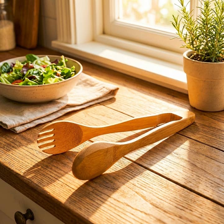 12" Bambus-Servierzange mit Gabelende für den Großhandel von Bamboo Switch