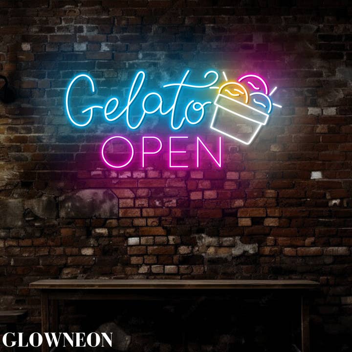 Glow Neon - Wholesale Neon sign - Gelato Open Neon Sign, Gelato Ice Cream Dessert Shop Decor3