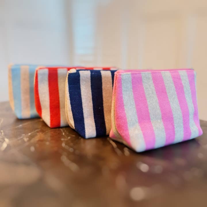 Ellison+Young - Wholesale Makeup/Cosmetic Bag - Terry Striped Everything Pouch Cosmetic Case
