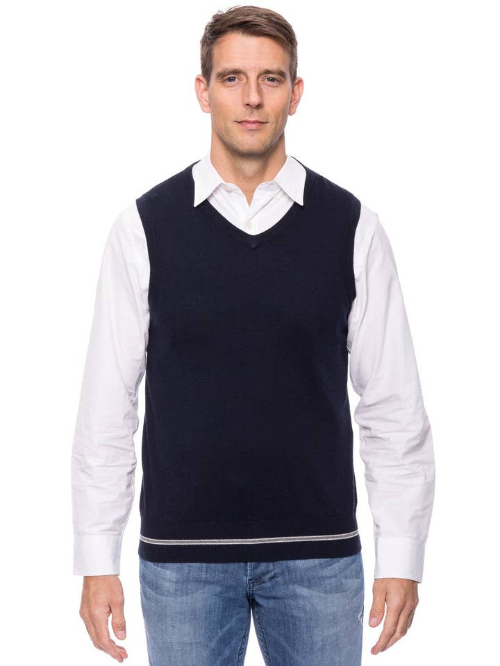 Cashmere Blend Sweater Vest - Navy for engroshandel hos Tocco Reale
