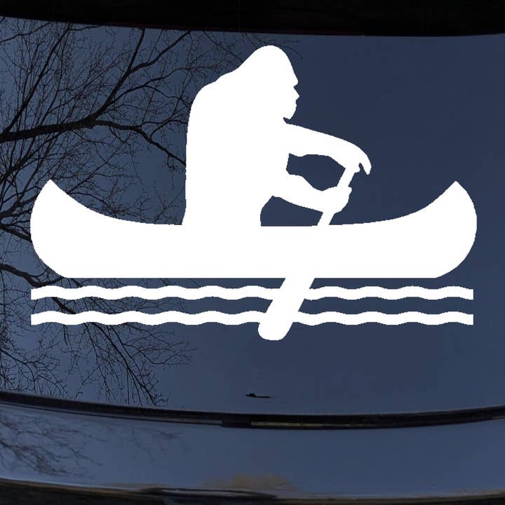 Bigfoot Sasquatch Canoe Funny Car Truck Window Decal Sticker for wholesale by Rad Dezigns