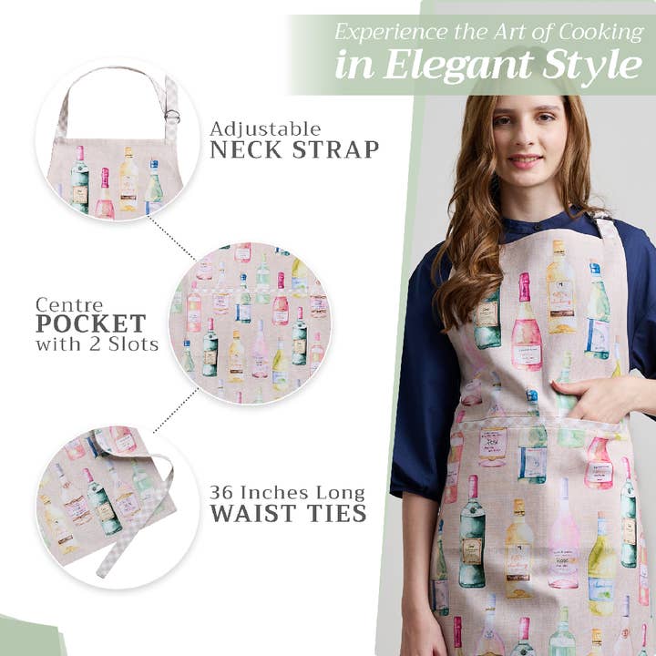 Maison d'Hermine - Wholesale Apron - Wine Apron 100% Cotton Adjustable Neck Long Ties