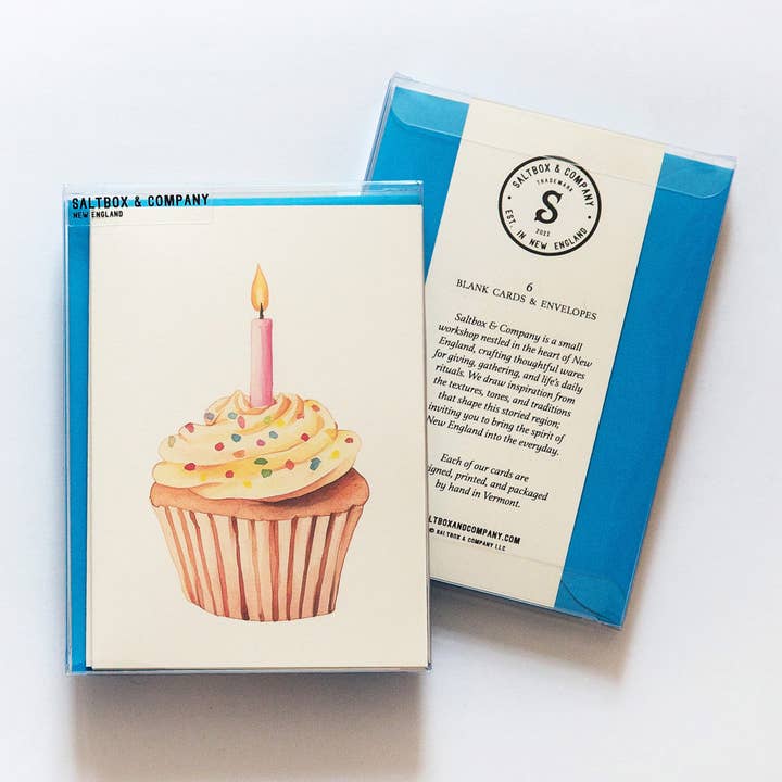 Cupcake - Box of 6 Note Cards for wholesale by Saltbox & Company