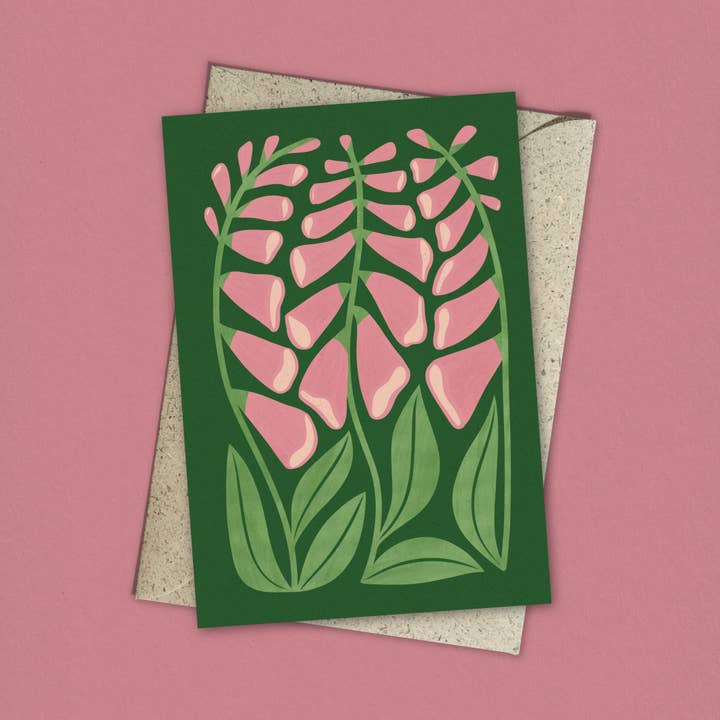 Bird & Co Studio – wholesale Everyday greeting card – Foxglove | Modern-Retro Floral Reusable Greeting Card3