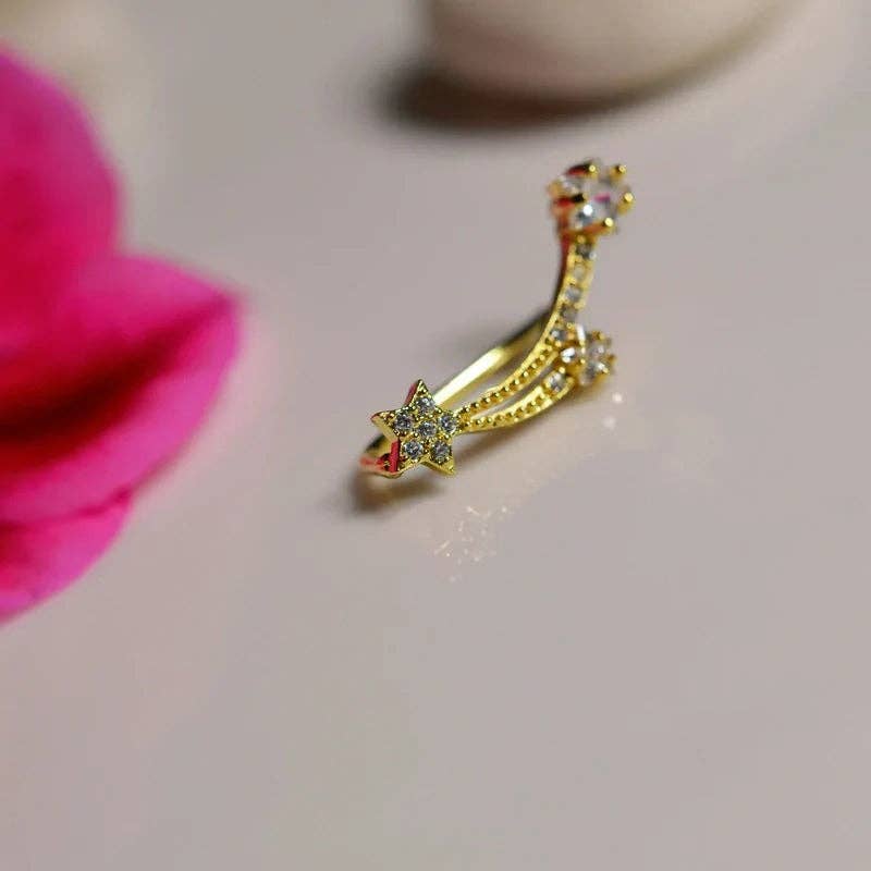 StockJWL - Wholesale Single Earring - Comet Cartilage Piercing Earring for Helix and Tragus Piercings - Gold Color2