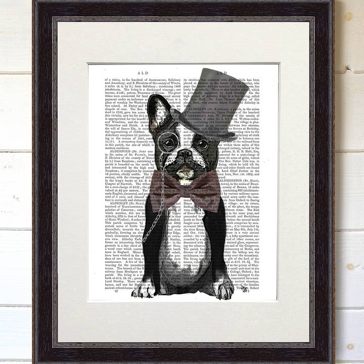 Monsieur Bulldog, Dog Book Print / Art Print / Wall Art for wholesale by FabFunky Ltd