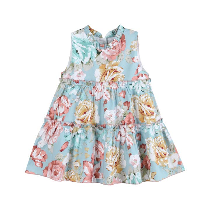 Lil Cactus - Wholesale Dress - Kids - Floral Print Ruffle Tiered Dress