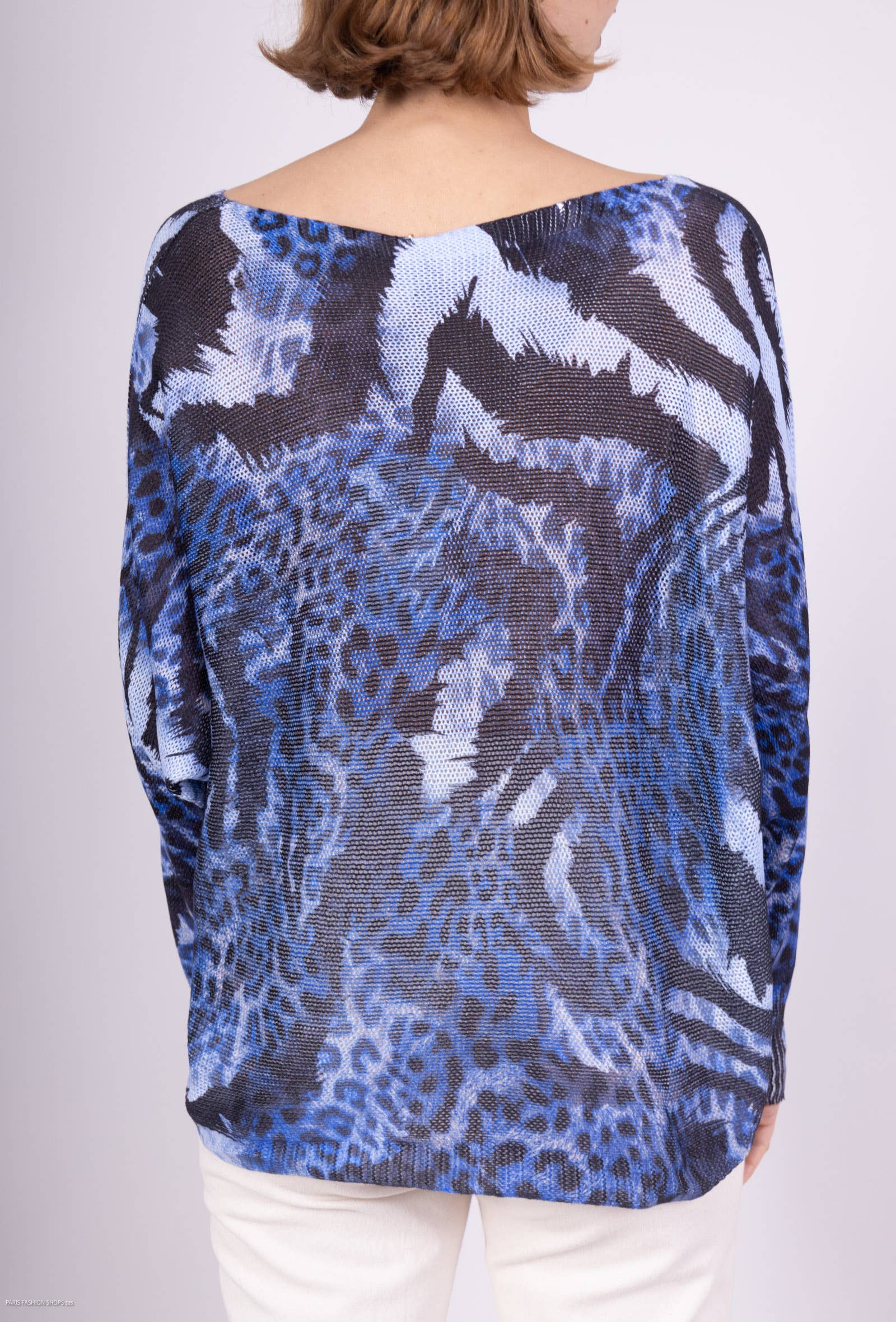 L'Emotion - Wholesale Blouse - Women's - Bat Sleeve Animal Print Large Knit T-Shirt5