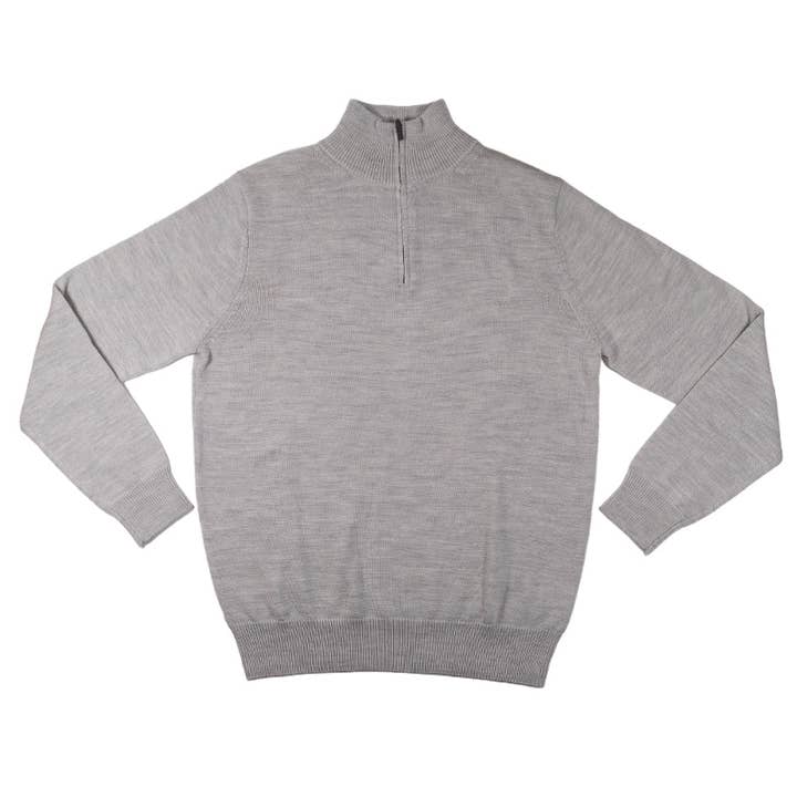 Meio zíper Merino cinza claro por atacado de Jeremy Argyle