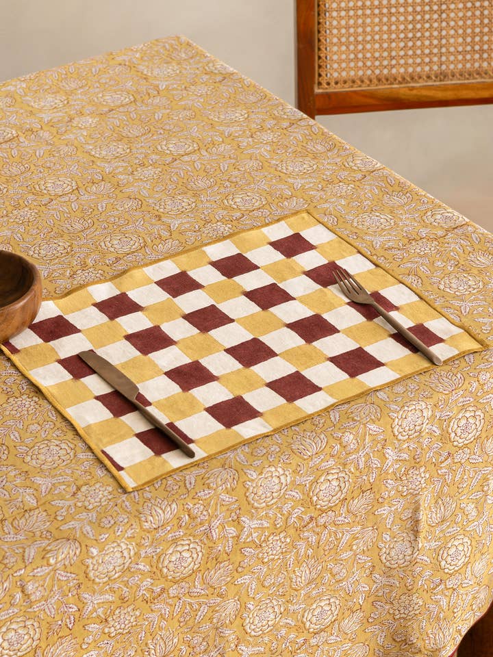Linen Ochre Placemat Set for wholesale by Live Linen