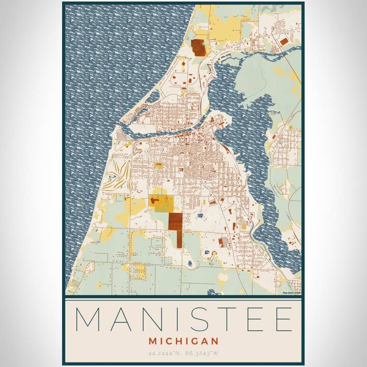 JACE.design - Wholesale Art Print - Manistee MI Map Print Woodblock2