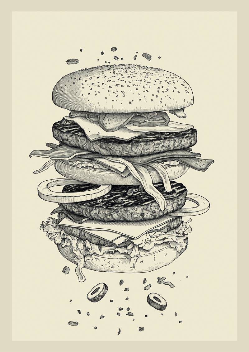 MokaMouse - Wholesale Art Print - Burger à l'intérieur