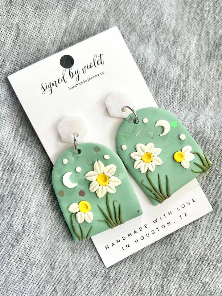 Orecchini Blue Flower Garden per la vendita all'ingrosso da parte di Signed by Violet