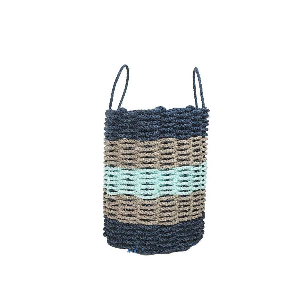 Little Salty Rope - Wholesale Basket - Five Stripe Rope Storage Basket Navy, Tan and Seafoam3