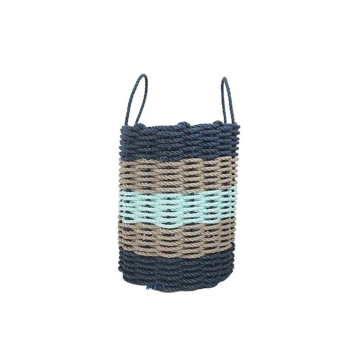 Little Salty Rope - Wholesale Basket - Five Stripe Rope Storage Basket Navy, Tan and Seafoam3