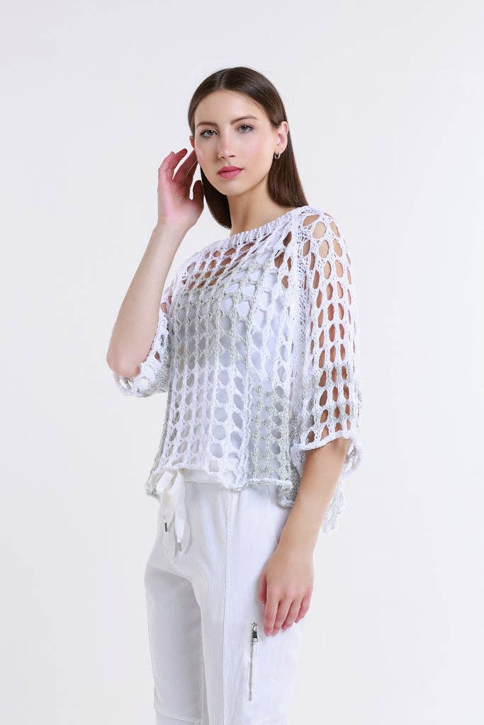 TINA Stephens Italy/Tees By Tina - Wholesale Knit Sweater - Women's - Sparkle Doris Ballet Slv 2 Tone Square Knit (BQ906P)7