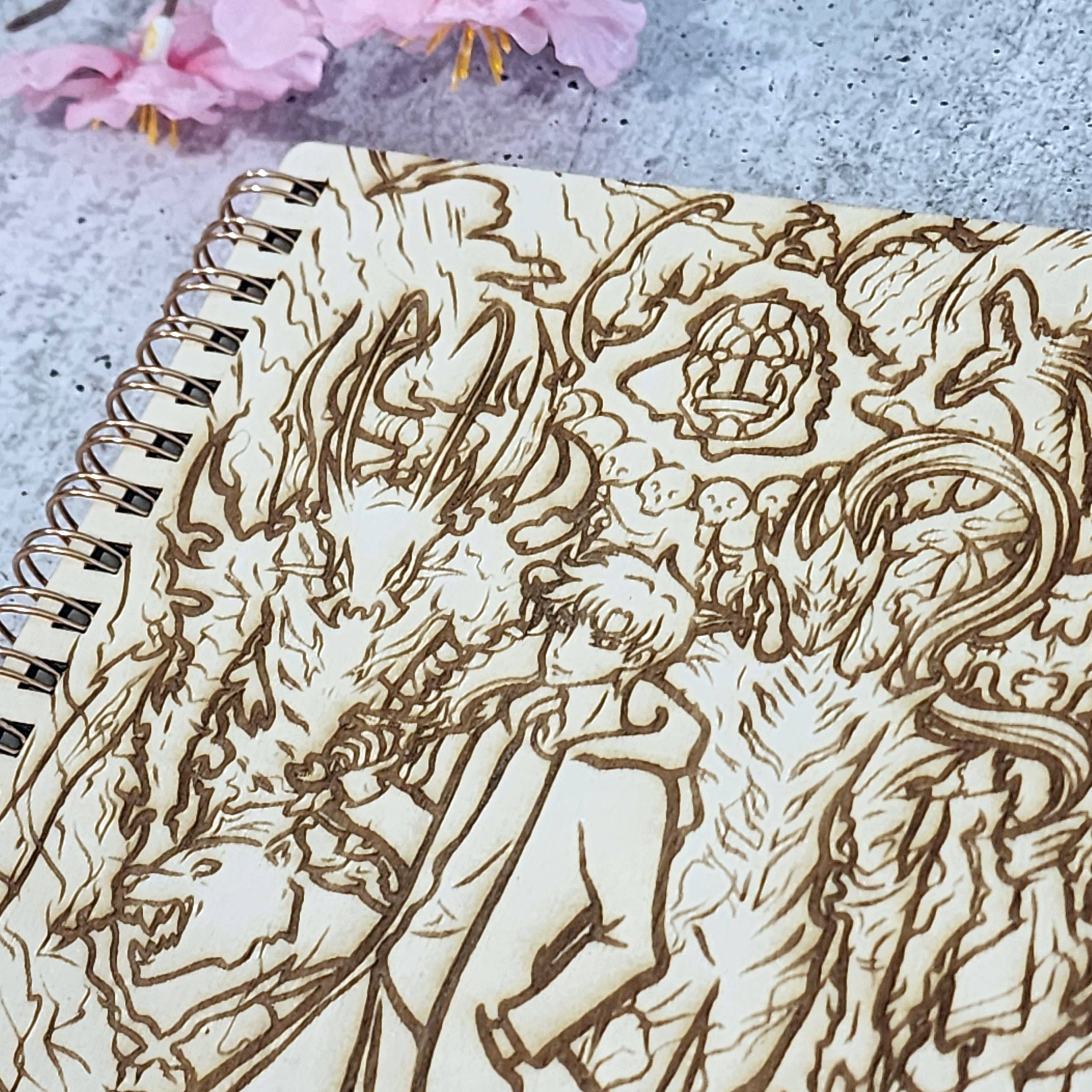 Muijistudio - Wholesale Sketchbook/Sketchpad - Shadow Hunter Fantasy Engraved Wood Cover 5x7 Sketchbook1