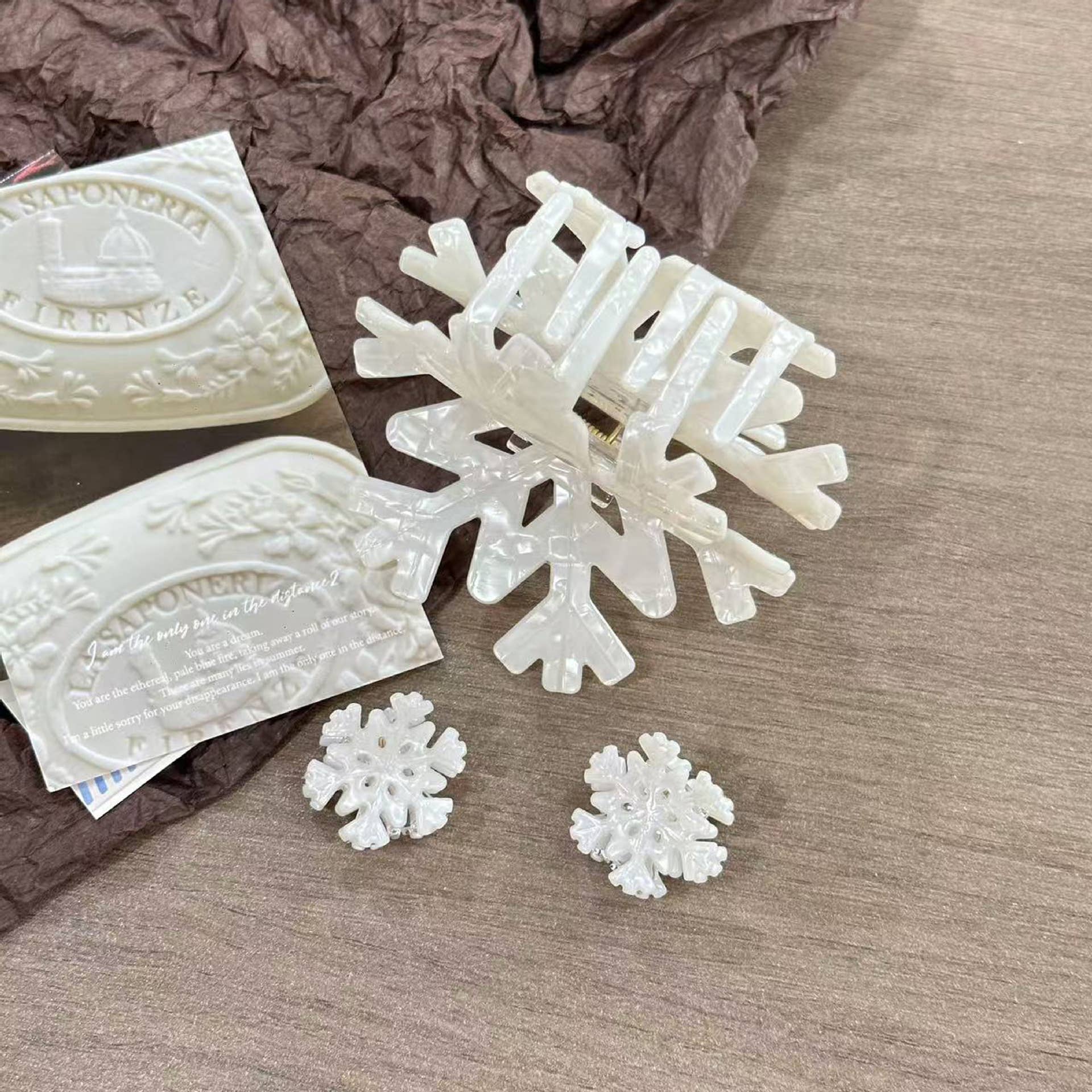 SoapElenGlen - Wholesale Hair Clip - Women's - Frosty Snowflake Hair Clip, Winter Hair Accessories7