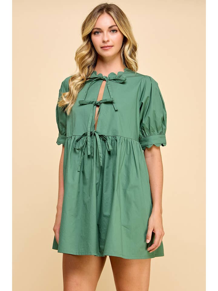 Robe Babydoll Mini à Devant Noué et Bordures Festonnées RD175 pour la vente par Reminiscence