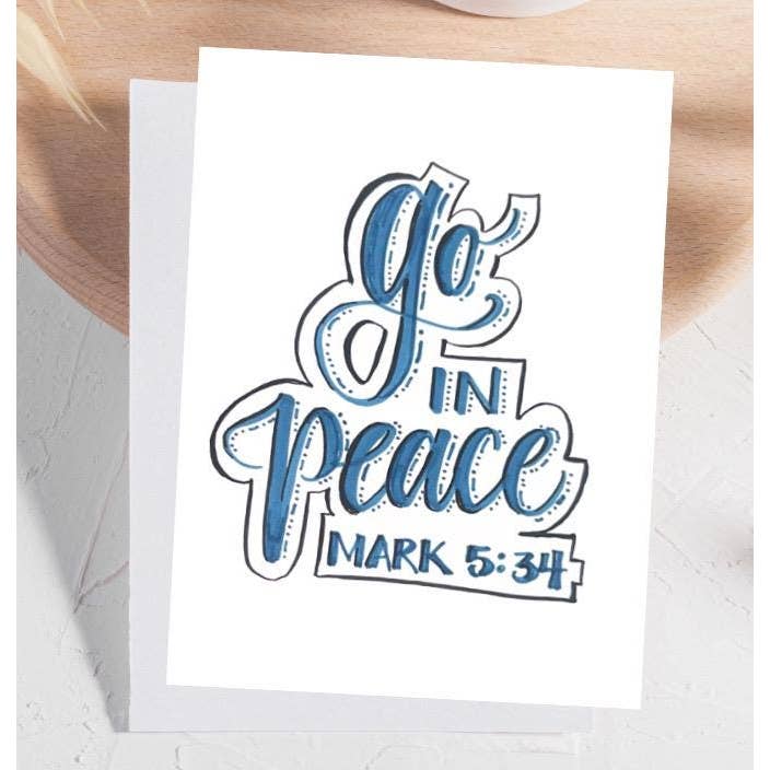 Va' in pace Marco 5:34 Carta di incoraggiamento cristiano per la vendita all'ingrosso da parte di Gifts That Give Studio