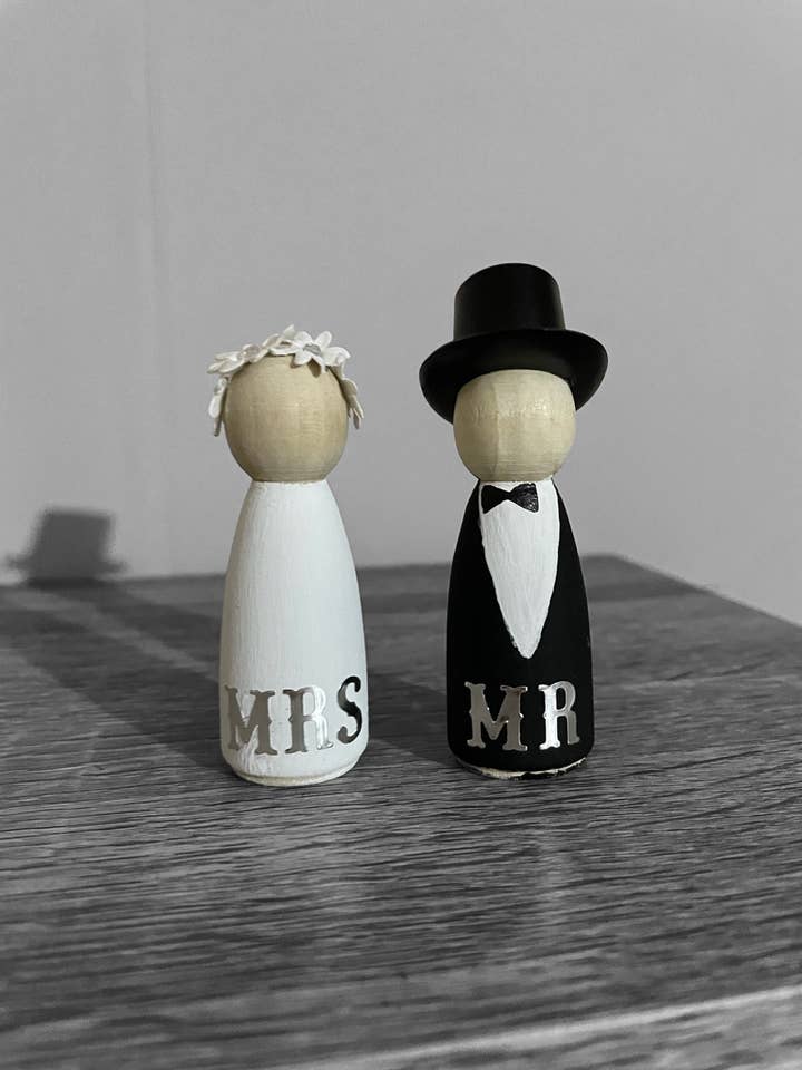 Mr & Mrs Peg Doll Set for wholesale by The Little Bit Personal Co