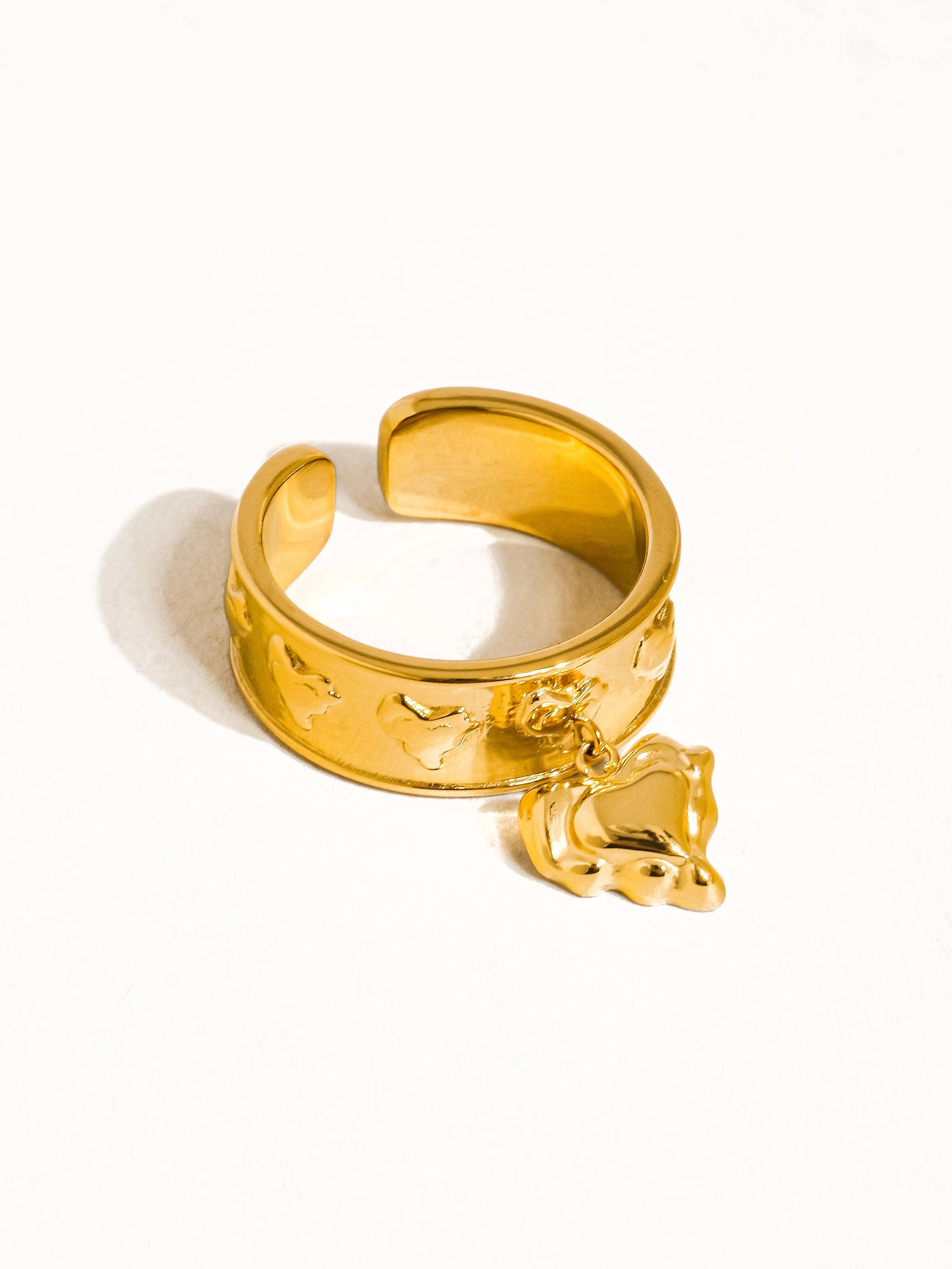 Flânerie by MAIQ - Wholesale Band/Stacked Ring - Alexia 18K Gold Non-Tarnish Multi Heart Dangle Ring0