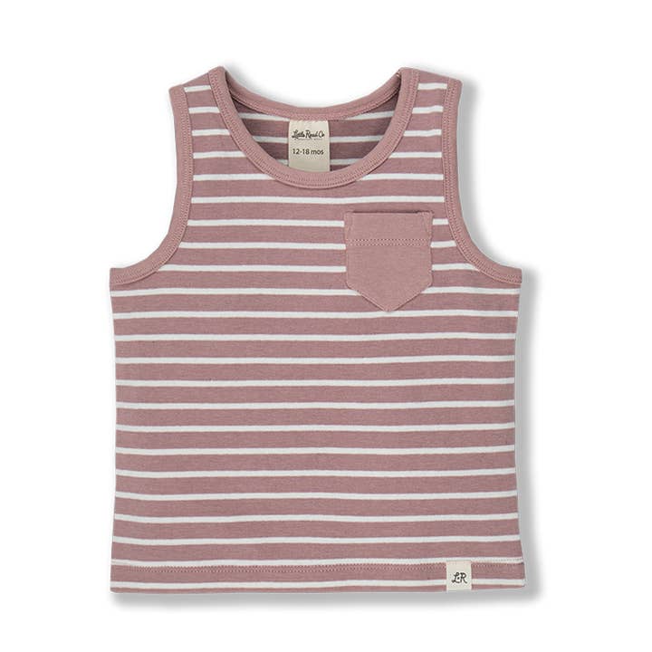 Dusk Stripe Pocket Tank for wholesale by Little Road Co.