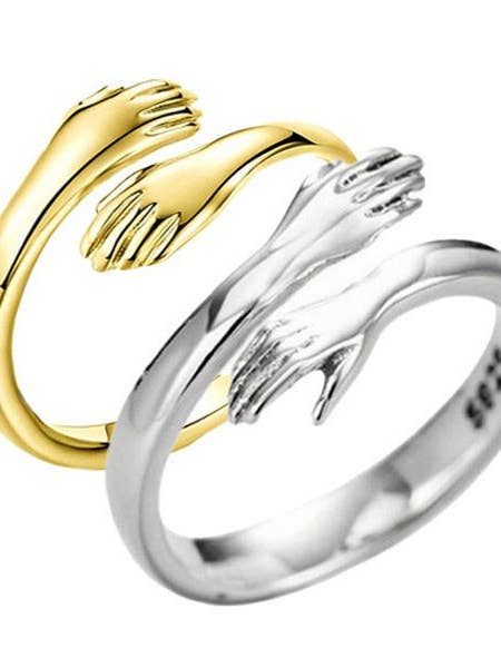 Alloy Simple Hands Hug Ring Opening Adjustable Jewelry for wholesale by Fui fui jewelry llc